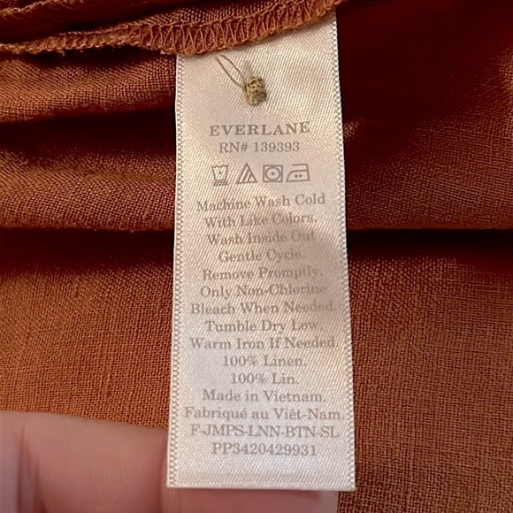 Everlane Burnt Orange The Linen Jumpsuit Size 00‎ - Picture 12 of 13